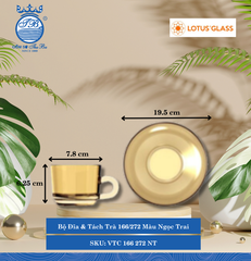 Bộ Đĩa & Tách Café Màu Ngọc Trai Lotus Glass Thủy Tinh