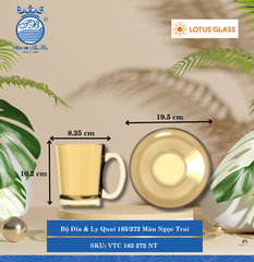 Bộ Đĩa & Tách Café Màu Ngọc Trai Lotus Glass Thủy Tinh