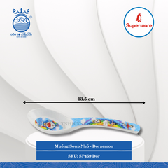 Muỗng Soup Nhỏ Hoa Văn Trẻ Em Doraemon Rainbow Dài: 13.5cm Rộng: 3.5cm Superware Nhựa SP459 Dor