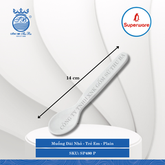 Muỗng Dài Nhỏ Trẻ Em Plain (Trắng Trơn) Dài: 14cm Rộng: 2.5cm Superware Nhựa SP480 P