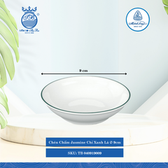Chén Chấm Jasmine Chỉ Xanh Lá Ø: 9cm Dài:9cm Rộng: 9cm Cao: 2.5cm ML I Sứ Sauce Dish TB 040919009