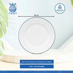 Dĩa Tròn Jasmine Chỉ Xanh Lá (Nhiều Size) ML I Sứ