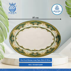 Dĩa Oval Hoàng Cung Sen Ngọc Bích Dài:37cm ML I Sứ Oval Plate TB 053712487
