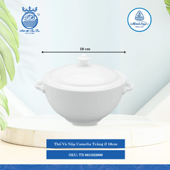 Thố Có Nắp Camellia Trắng Ø: 18cm Cao: 16cm ML I Sứ TB 061822000