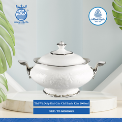 Thố Có Nắp Đài Các Chỉ Bạch Kim 3,000ml ML I Sứ TB 063030043