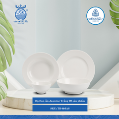 Bộ Đồ Ăn 9 Sản Phẩm Jasmine Trắng ML I Sứ TB 09JAS