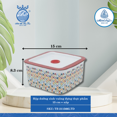 Hộp Vuông Đựng Thực Phẩm Có Nắp Dưỡng Sinh Mosaic (LTD) 1,000ml Dài:15cm Rộng: 15cm Cao: 8.3cm ML I Sứ TB 211566LTD