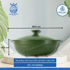 Nồi Cạn Có Nắp Dưỡng Sinh Luna Healthy Cook Xanh Rêu (Nhiều Size, Nhiều Loại) ML I Sứ