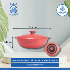Nồi Cạn Có Nắp Dưỡng Sinh Luna Healthy Cook Màu Đỏ 2 (Nhiều Size, Nhiều Loại) ML I Sứ