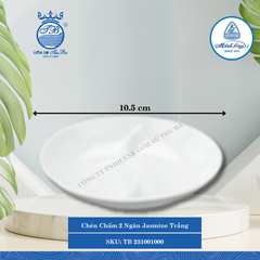 Chén Chấm 2 Ngăn Jasmine Trắng Dài:10.5cm Rộng: 9cm Cao: 2cm ML I Sứ TB 231001000