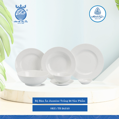 Bộ Đồ Ăn 24 Sản Phẩm Jasmine Trắng ML I Sứ TB 24JAS