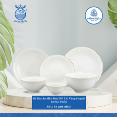 Bộ Đồ Ăn 32 Sản Phẩm Mẫu Đơn Chỉ Vàng ML I Sứ TB 32014MDN