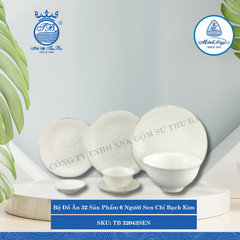Bộ Đồ Ăn 32 Sản Phẩm Sen Chỉ Bạch Kim ML I Sứ TB 32043SEN