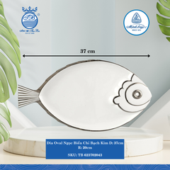 Dĩa Con Cá Ngọc Biển Chỉ Bạch Kim Dài:37cm Rộng: 20.5cm Cao: 3cm ML I Sứ TB 623702043