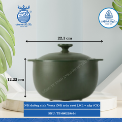 Nồi Tròn Cao Có Nắp Dưỡng Sinh Vesta Healthy Cook Xanh Rêu (Nhiều Size, Nhiều Loại) ML I Sứ