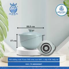 Nồi Tròn Cao Có Nắp Dưỡng Sinh Vesta Healthy Cook Màu Xám 2 (Nhiều Size, Nhiều Loại) ML I Sứ