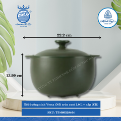 Nồi Tròn Cao Có Nắp Dưỡng Sinh Vesta Healthy Cook Xanh Rêu (Nhiều Size, Nhiều Loại) ML I Sứ