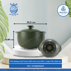 Nồi Tròn Cao Có Nắp Dưỡng Sinh Vesta Healthy Cook Xanh Rêu (Nhiều Size, Nhiều Loại) ML I Sứ