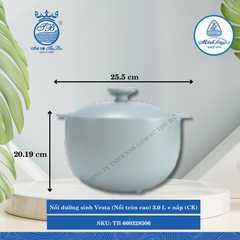 Nồi Tròn Cao Có Nắp Dưỡng Sinh Vesta Healthy Cook Màu Xám 2 (Nhiều Size, Nhiều Loại) ML I Sứ