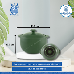 Nồi Tròn Cao Có Nắp Dưỡng Sinh Vesta Healthy Cook Xanh Rêu (Nhiều Size, Nhiều Loại) ML I Sứ