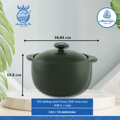 Nồi Tròn Cao Có Nắp Dưỡng Sinh Vesta Healthy Cook Xanh Rêu (Nhiều Size, Nhiều Loại) ML I Sứ