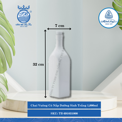 Chai Vuông Có Nắp Dưỡng Sinh Trắng 1,000ml Dài:7cm Rộng: 7cm Cao: 32cm ML I Sứ TB 691031000