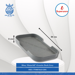 Khay Nhám 9.5" J&K Nhám Granite Dark Grey (Xám Granite) Dài: 24cm Rộng: 15cm Cao: 3cm Superware Nhựa TV037-9.5 GDG