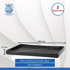 Khay Chữ Nhật Vân Gỗ J&K Nhám Black (Nhiều Size) Superware Nhựa