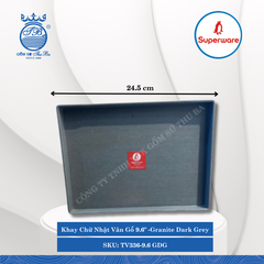 Khay Chữ Nhật Vân Gỗ J&K Nhám Granite Dark Grey (Nhiều Size) Superware Nhựa