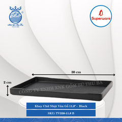 Khay Chữ Nhật Vân Gỗ J&K Nhám Black (Nhiều Size) Superware Nhựa