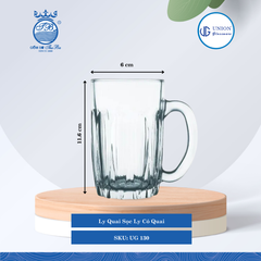 Ly Quai Sọc Ø: 10.7cm ØĐáy: 6cm 320ml Cao: 11.6cm 6 lố/Thùng 6 c/Hộp 24Gr. Thủy Tinh UG 130