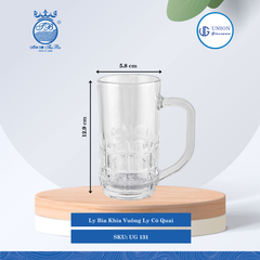 Ly Bia Khía Vuông Ø: 10.7cm ØĐáy: 5.8cm 325ml Cao: 12.9cm 6 lố/Thùng 6 c/Hộp 27Gr. Thủy Tinh UG 131