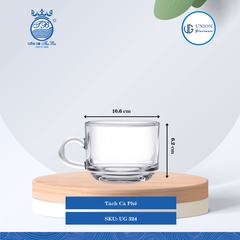 Tách Cà Phê Ø: 10.6cm ØĐáy: 5.5cm 200ml Cao: 6.2cm 6 lố/Thùng 6 c/Hộp 15Gr. Thủy Tinh UG 324