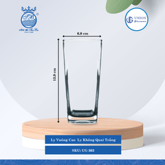 Ly Vuông Cao Ø: 6.8cm ØĐáy: 6cm 310ml Cao: 13.9cm 6 lố/Thùng 6 c/Hộp 22Gr. Thủy Tinh UG 363