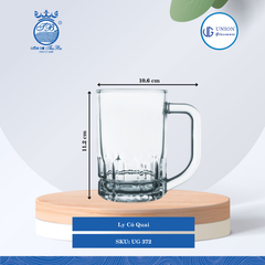 Ly Quai Ø: 10.6cm ØĐáy: 5.9cm 325ml Cao: 11.2cm 6 lố/Thùng 6 c/Hộp 26Gr. Thủy Tinh UG 372
