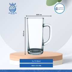 Ly Quai Ø: 10.6cm ØĐáy: 6.5cm 400ml Cao: 15.3cm 4 lố/Thùng 6 c/Hộp 24Gr. Thủy Tinh UG 376