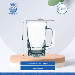 Ly Bia Khía Tròn Ø: 10.8cm ØĐáy: 6.6cm 385ml Cao: 13cm 6 lố/Thùng 6 c/Hộp 29Gr. Thủy Tinh UG 999