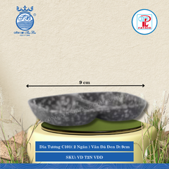 Dĩa Tương C101( 2 Ngăn ) Vân Đá Bộ Vân Đá Đen Dài: 9cm Rộng: 7.3cm Cao: 1.5cm Fataco Nhựa VD T2N VDD