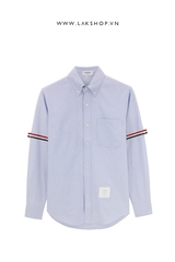 Áo TB Blue Cotton Oxford Grosgrain Armband Shirt