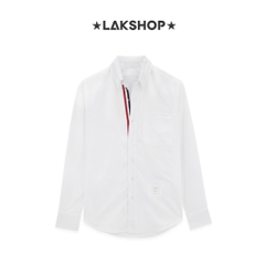 Áo TB White Cotton Oxford Grosgrain Placket Shirt
