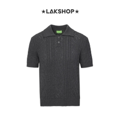 Áo Dark Grey Jacquard Polo Knit Sweater