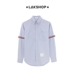 Áo TB Blue Cotton Oxford Grosgrain Armband Shirt