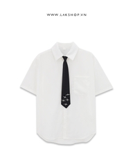 Áo Oversized White with Tie Short-Sleeve Shirts