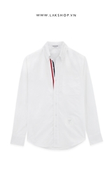 Th0m Br0wne White Cotton Oxford Grosgrain Placket Shirt
