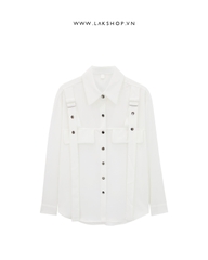 Áo Oversized White Belted Shirt cx3