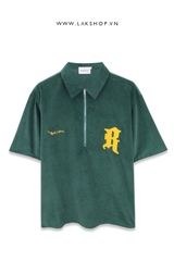 Oversized Made/R Logo Velvet Green Polo Shirt  cx2