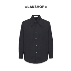 Áo Black with Blue Stone Button Shirt