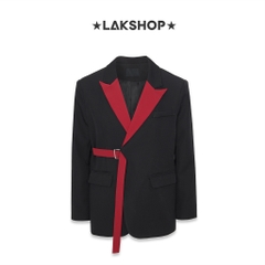 Áo Black with Red Collar Blazer