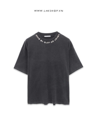 Áo Oversized Button Detail Neck Wash T-shirt