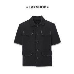 Áo Black with Trim Bling Short Sleeve Shirt Jacket